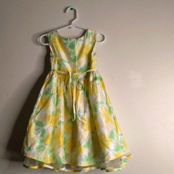 Vibrant Yellow and Green Square Neck Sleeveless Sundress - Picture 2 of 4